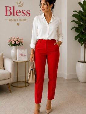 Banana Republic Red Cropped Tailored Pants